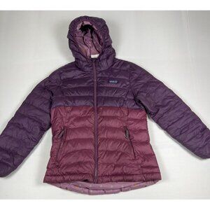 Patagonia Girls L 12 Down Sweater Hoody Purple Two-Tone Puffer Reversible